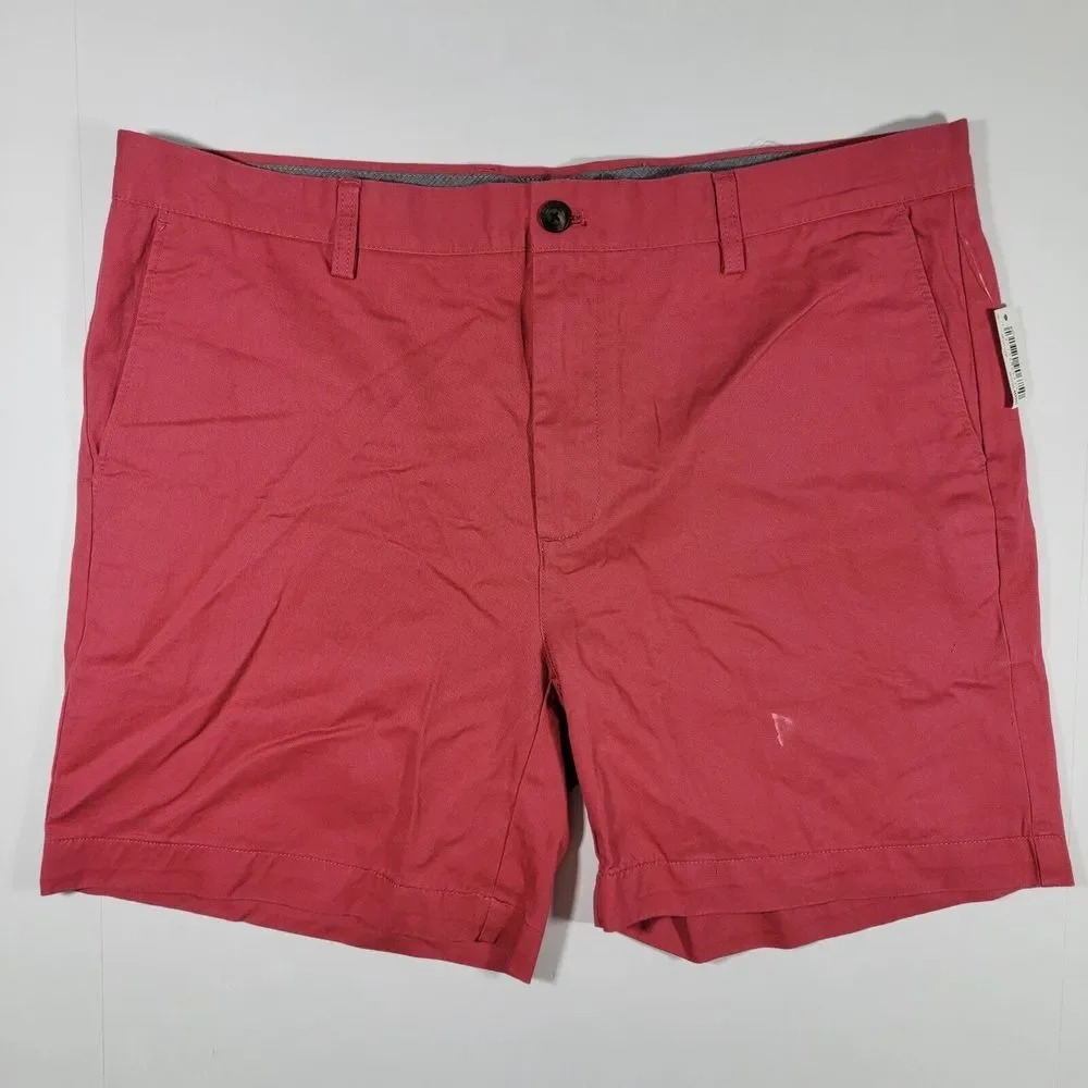 Amazon Essentials Chino Shorts Flat Front Coral Pink Size 38‎ NEW